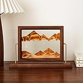 THFLSTR Solid Wood Oasis Mini Art Liquid Motion 360-Degree Rotation, Made of Black Walnut and H62 Brass, 3D Highly Transparent Office Decor (Desert)
