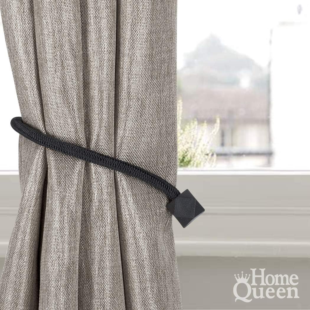 Home Queen Magnetic Curtain Tiebacks, Decorative Drape Tie Backs Holdback Holder for Window Draperies, 4 Pack, Solid Black: Home & Kitchen