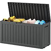 NBYSGO Outdoor Storage Box, Resin Deck Boxes Indoor and outdoor, Waterproof Storage Box Lockable Lid (Black, 85 Gallon)