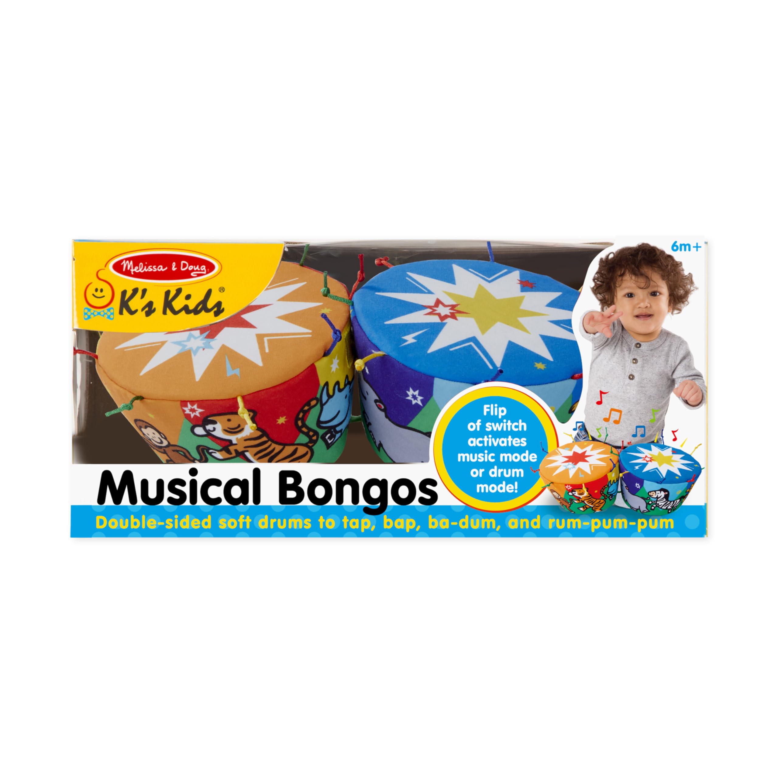 Melissa & Doug K's Kids Bongo Drums Soft Musical Instrument, Multicolor, 1 EA