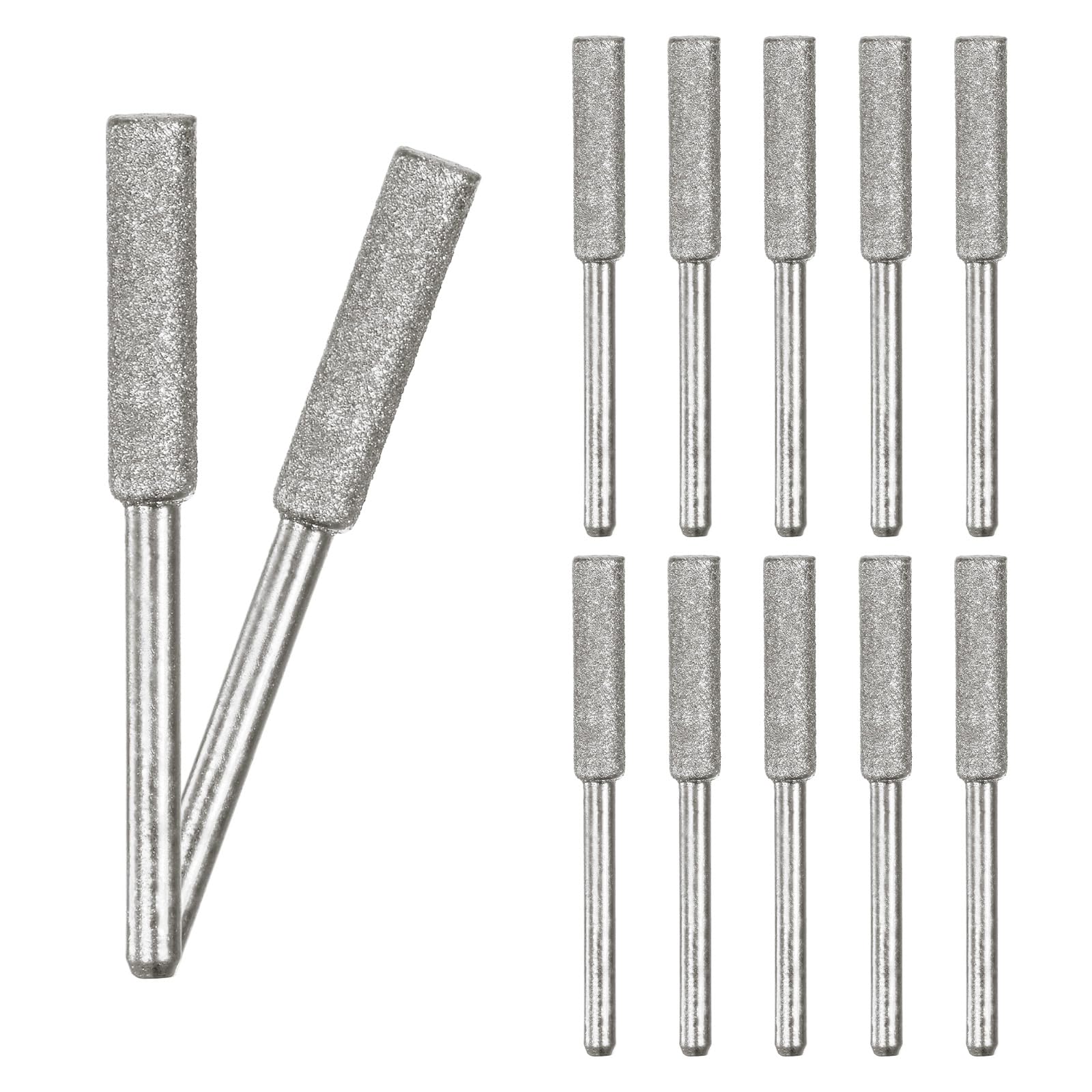 M METERXITY 12-Pack 3/16 Inch Titanium Plated Diamond Chainsaw Sharpener, High Hardness Grinding Stone Chainsaw Sharpening Kit for Electric Chainsaw Sharpener/Stone Carvings [3mm Silver]