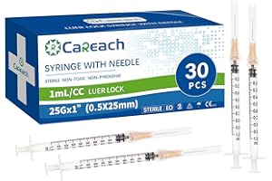 Careach 30 Pack 1mL Syringe Needle 25 Gauge 1inch, Scientific Labs, Measuring and Refilling Inks