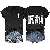 Faith Shirts Women Christian Cross Inspirational Graphic Bible Verse T-Shirt Religious Casual Short Sleeve Top Tee