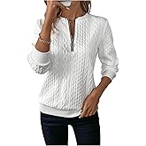 GORGLITTER Women's Textured Half Zip Pullover Tops Casual Long Sleeve Crewneck Sweatshirts 2025 Fall Fashion Outfits Clothes