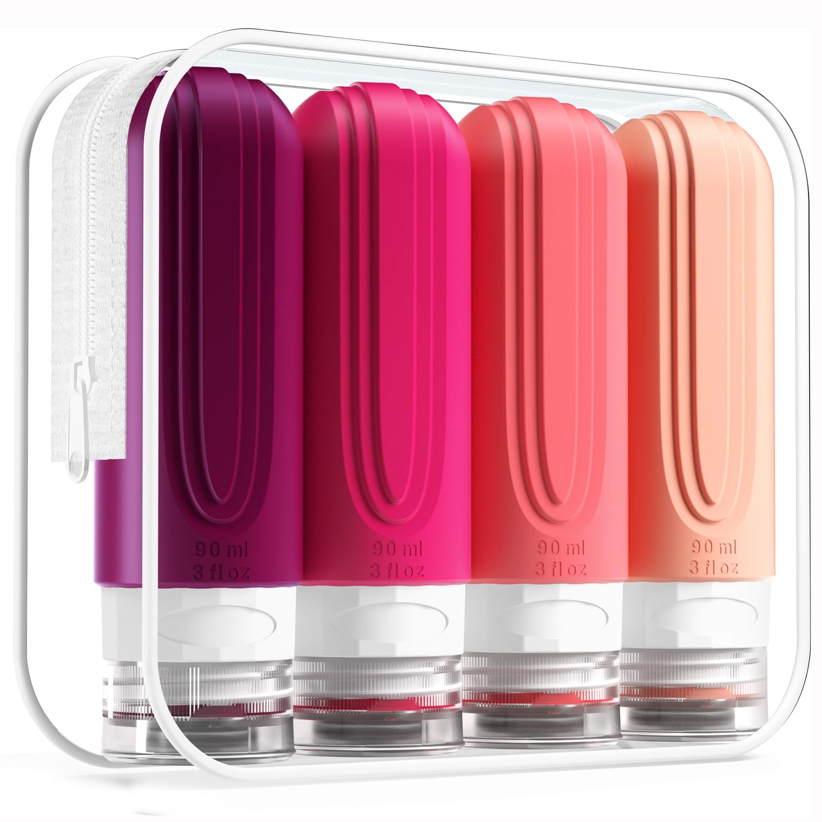 Photo 1 of Mrsdry Travel Bottles for Toiletries, Tsa Approved 3oz Travel Size Containers BPA Free Leak Proof Refillable Liquid Silicone Squeezable Travel Accessories for Shampoo Conditioner Lotion (4 Pack)