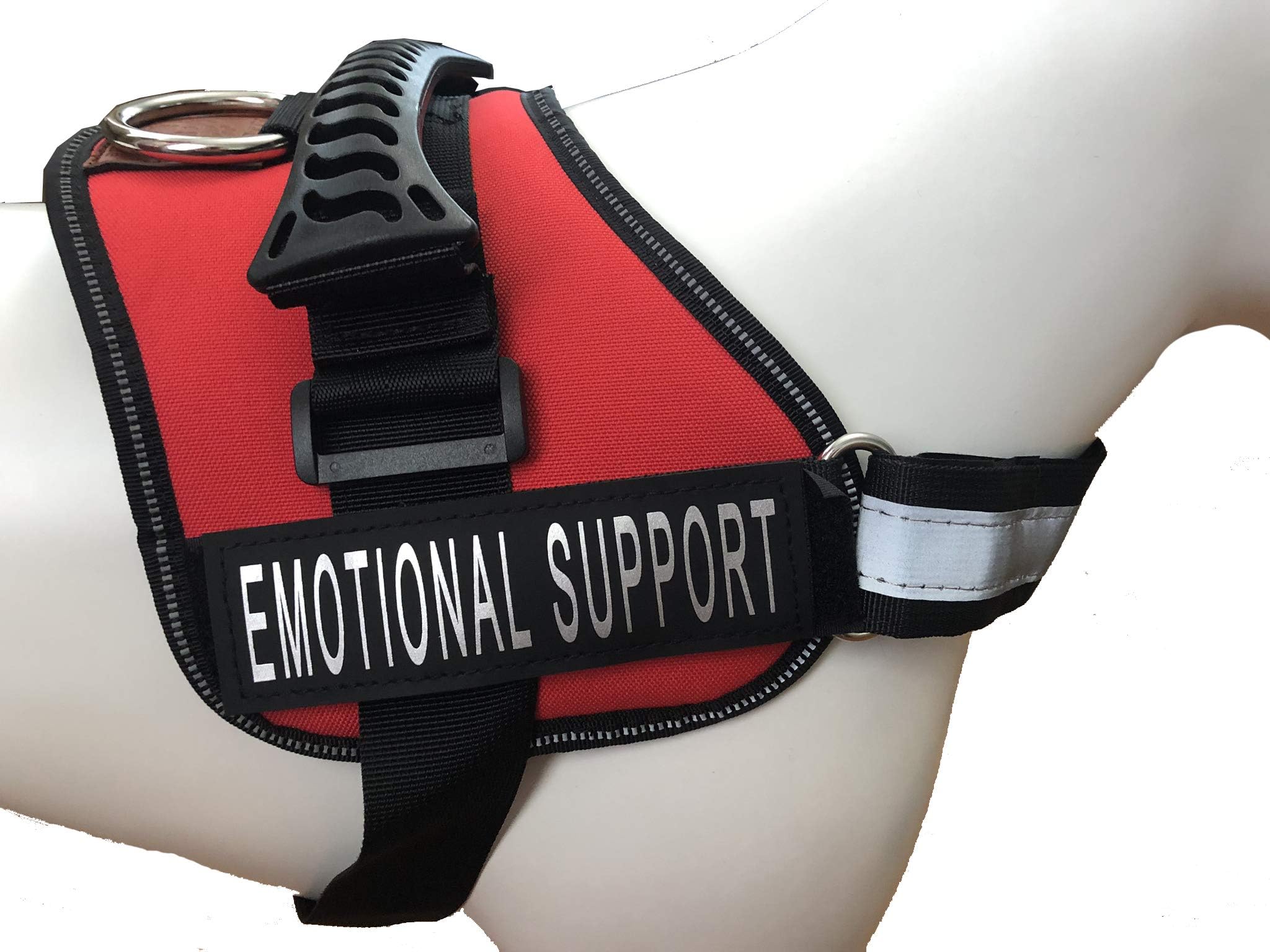 Emotional Support Dog Vest – Reflective Harness - Woven Nylon, Comfy Mesh Padding - Sizes from XXS to XL – Emotional Support Dog Patches Included. Red, Extra Large