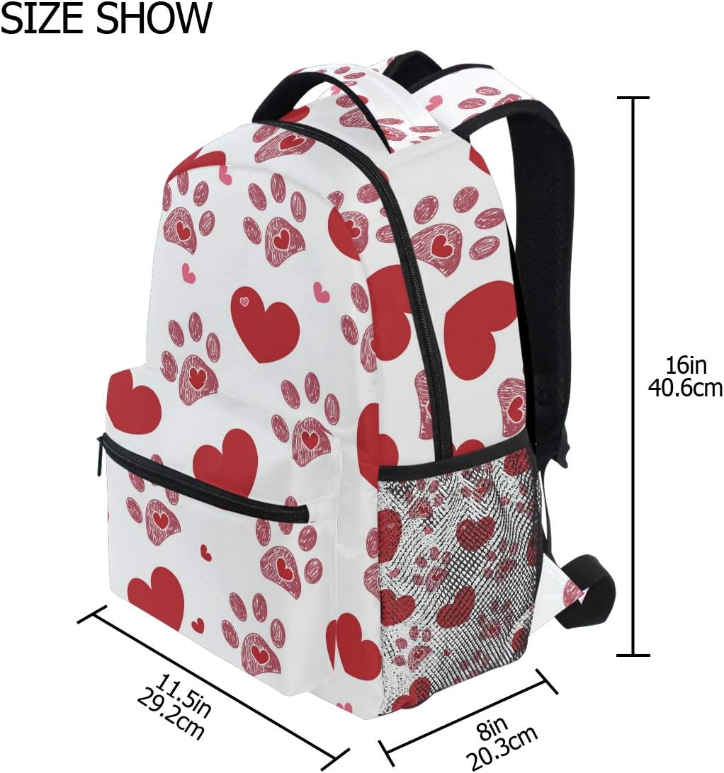 università per viaggi Zainetto da viaggio con impronte di cane e cuori  lavoro zaino per la scuola Zaini Casual urban-earth.co.uk