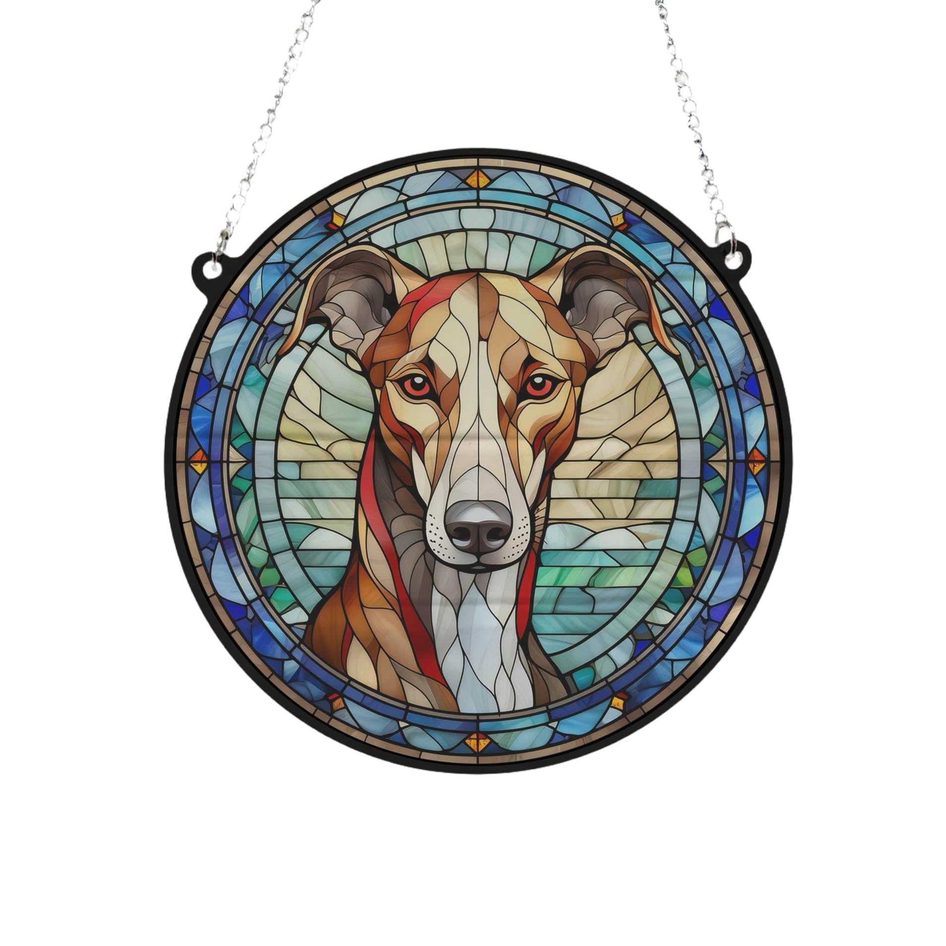 Greyhound Stained Glass Effect Suncatcher Gift for Dog Lovers - 19cm
