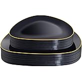 supernal 60pcs Black and Gold Plastic Plates,Triangular Disposable Black Plates for Party include Plastic Dinner and Dessert Plates for Party and Wedding, Birthday