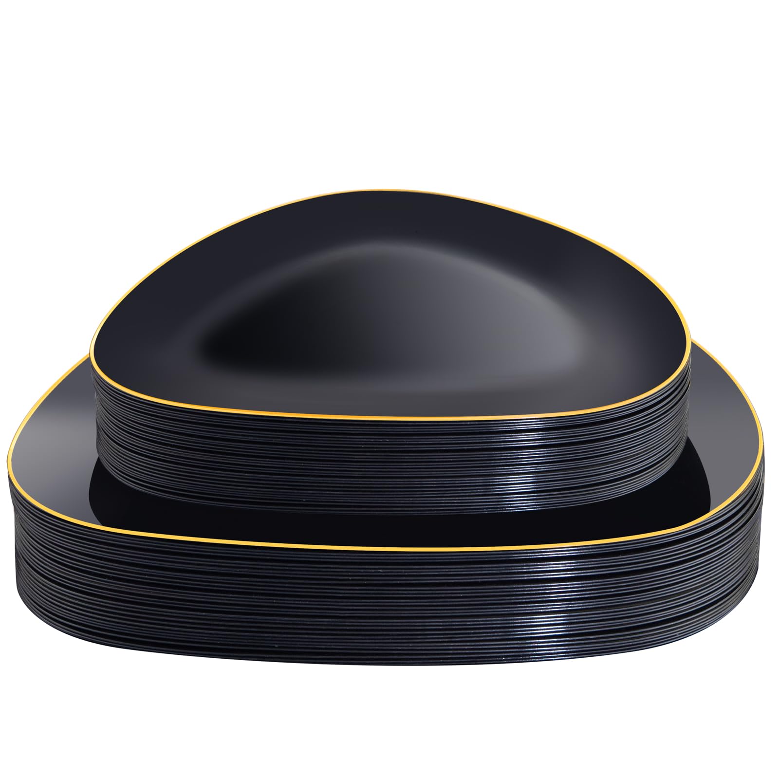 Photo 1 of supernal 60pcs Black and Gold Plastic Plates,Triangular Disposable Black Plates for Party include Plastic Dinner and Dessert Plates for Party and Wedding, Birthday