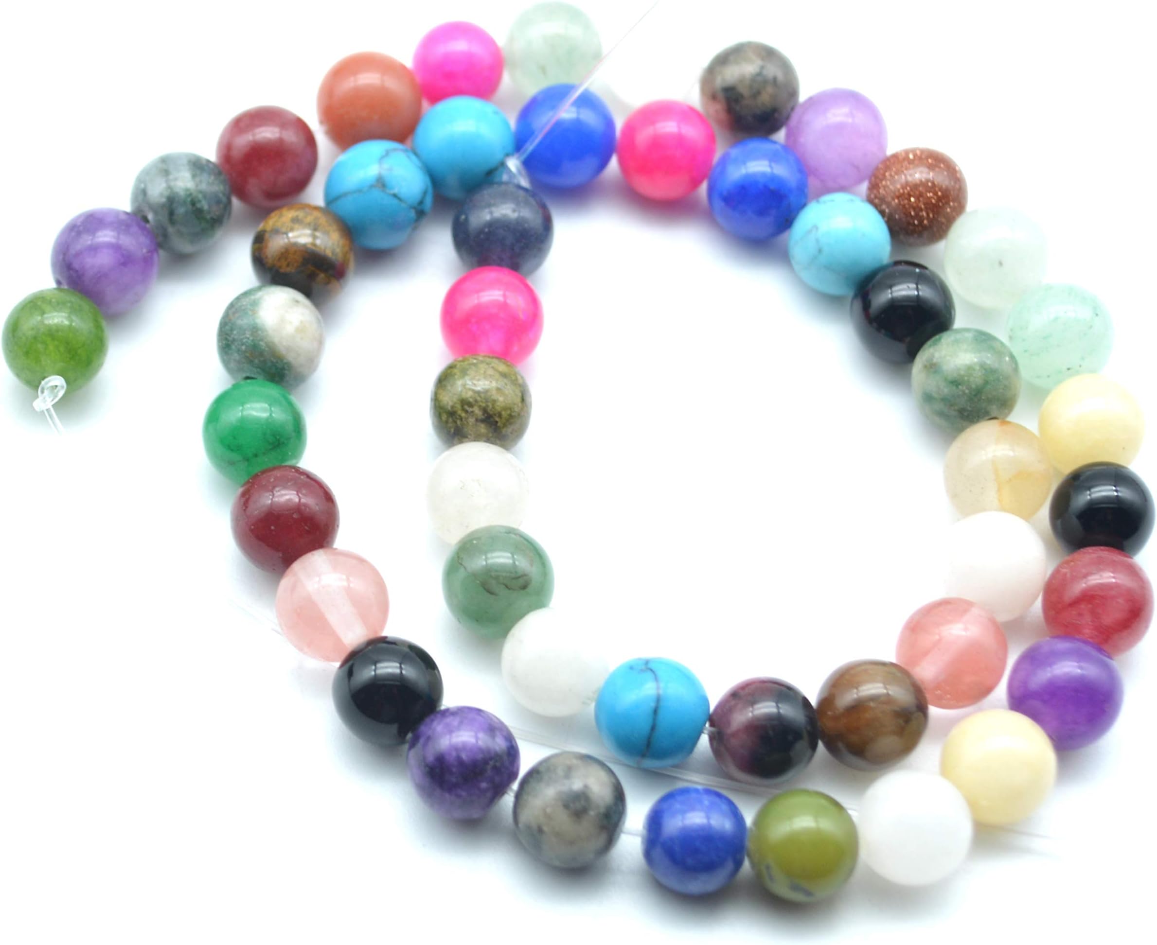 Catotrem Assorted Natural Round Bead Gemstone Energy Stone Healing Power Polished Loose Beads 6mm