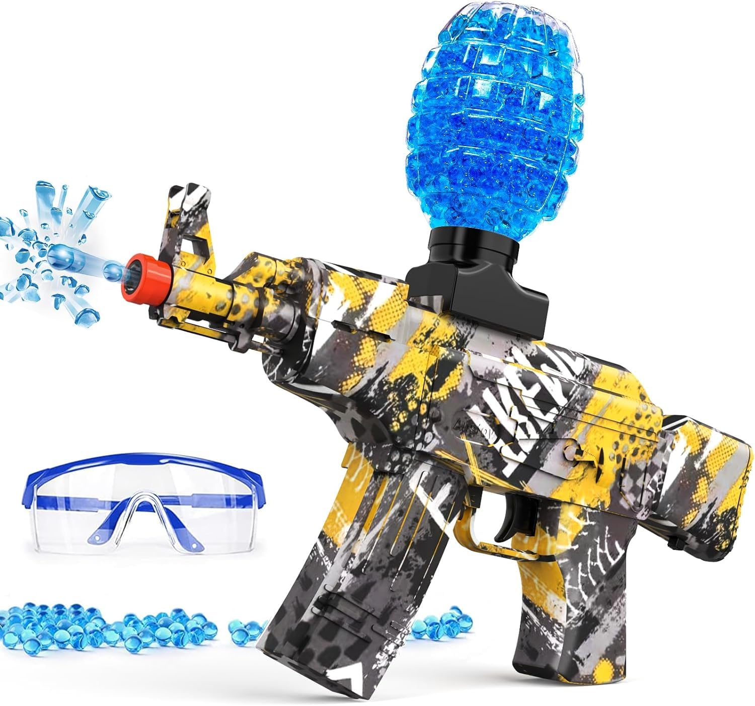 BuYou Gel Ball Blaster Fast Auto Blaster Electric with 31k Ammo for Adults Yellow (Yellow Camouflage) | Eyewear | Rechargeable | Garden | Outdoor Games Activities