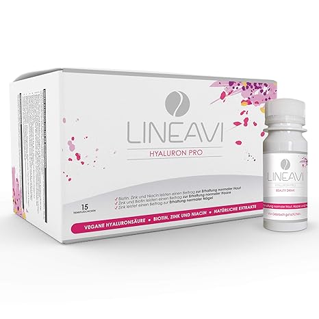 LINEAVI Hyaluron Pro | mit veganer Hyaluronsäure und natürlichen Extrakten | mit Zink, Biotin und Niacin zur Erhaltung normal