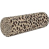 GUIJI Leopard Print Bolster Pillow, Round Pillow for Bed with Removable Washable Cover, Cylinder Pillows for Head, Neck, Back and Legs Cervical Neck Pillow Sleeping 5.5 x 17 Inch