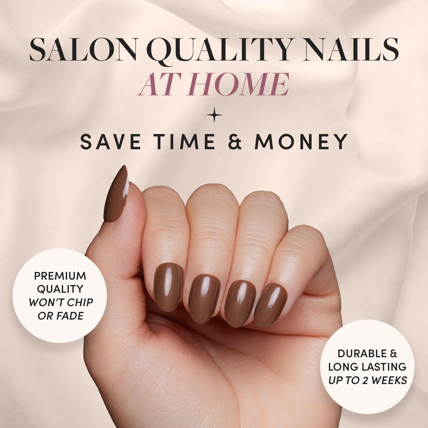 Glamnetic Press On Nails - Chocolate Brown | Opaque Muted Soft Brown Short Oval False Nails, Reusable Stick On Fake Nails with Glue | Salon Quality | 15 Sizes - 30 Nail Kit - Image 2