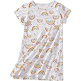 Uobzyaq Girls' Nightgowns Short Sleeve Nightdress Cotton Sleep Shirt Pajamas Dress Sleepwear