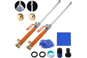 JoyCub 2 Pack 2025 Upgraded Jet Nozzle High Pressure Hose Nozzle with Microfiber Cloth & Gloves, Pressure Washer Wand for Garden Hose, 2 Nozzles, Quick Connectors, 18 Inch