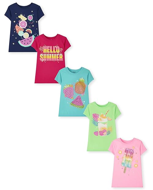 The Children's PlaceThe Children's Place Girls Short Sleeve Graphic T- Shirt 3-PackHELLO Summer/Smoothie/RAINBOWXXLarge(16)