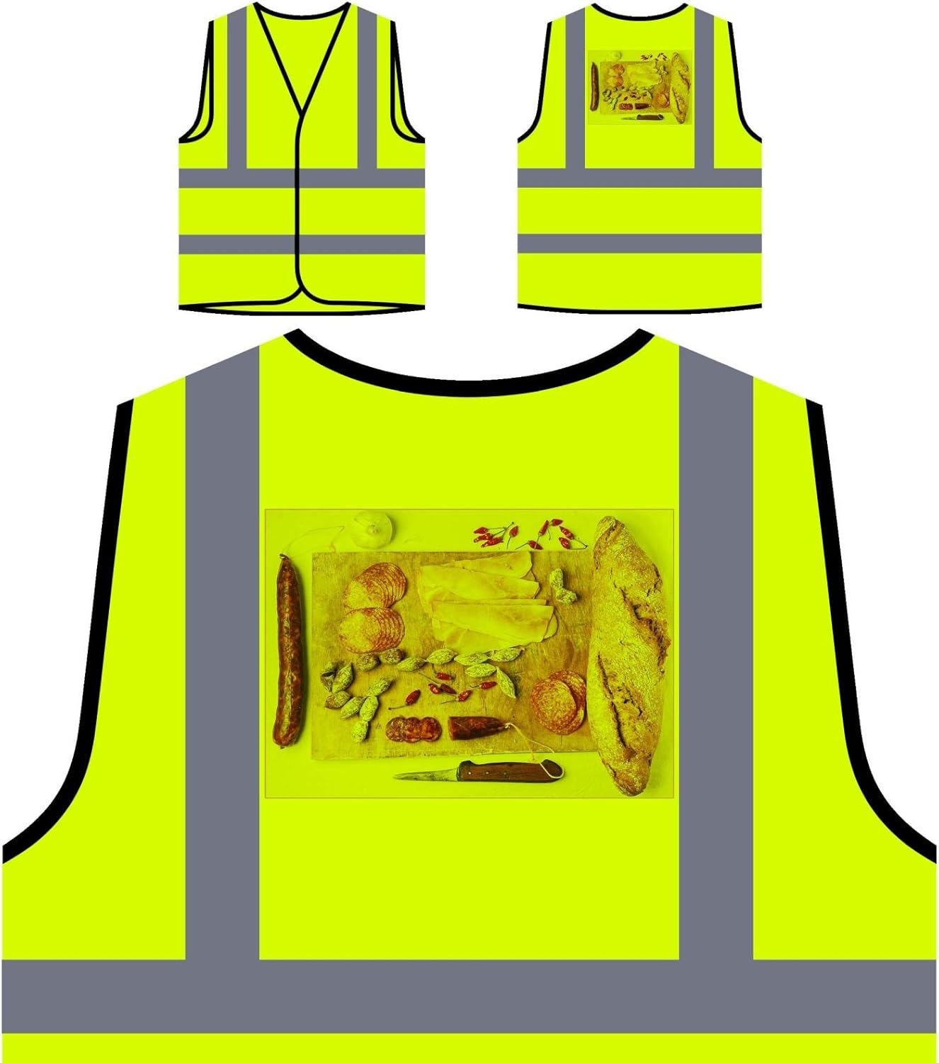 Fleisch-Fest Salami Italien New World Chef Personalisierte High Visibility Gelbe Sicherheitsjacke Weste b959v