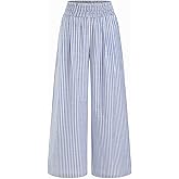 CIDER Women's Striped Palazzo Pants Wide Leg Flowy Elastic Mid Waisted Pajama Pants with Pockets Casual Vacation Outfits