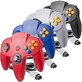 miadore 4 Pack Classic N64 Controller, Wired Classic N64 Gamepad with Upgraded Joystick(Non PC USB Version) (Black/Gray/Red/Blue)