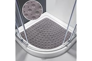 REESTBOO Corner Shower Mat, Large Non Slip Massage Bath Mat Bathtub Mat with Suction Cups and Drain Holes, Machine Washable B