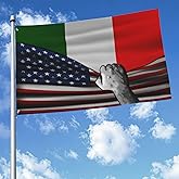 Usa America American And Italy Italians Flag 3x5 Ft Double-Sided Printed Indoor/Outdoor Flag Polyester Fabric Decorative Banner With 2 Brass Grommets 3x5 Foot National Flags For Outside