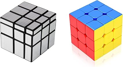 Emob Rubik Silver Mirror Cube and 3X3 Combo Puzzle Brainstorming Game Toy