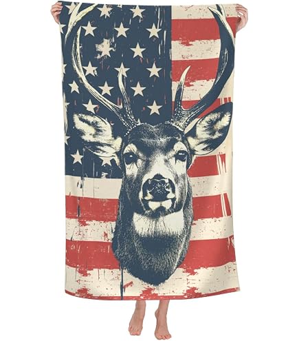 VANZEV Beach Towel Deer American Flag Design – Sand-Free Microfiber Quick Dry Towel 52x32 Inches – For Pool, Swim & Travel - View #9