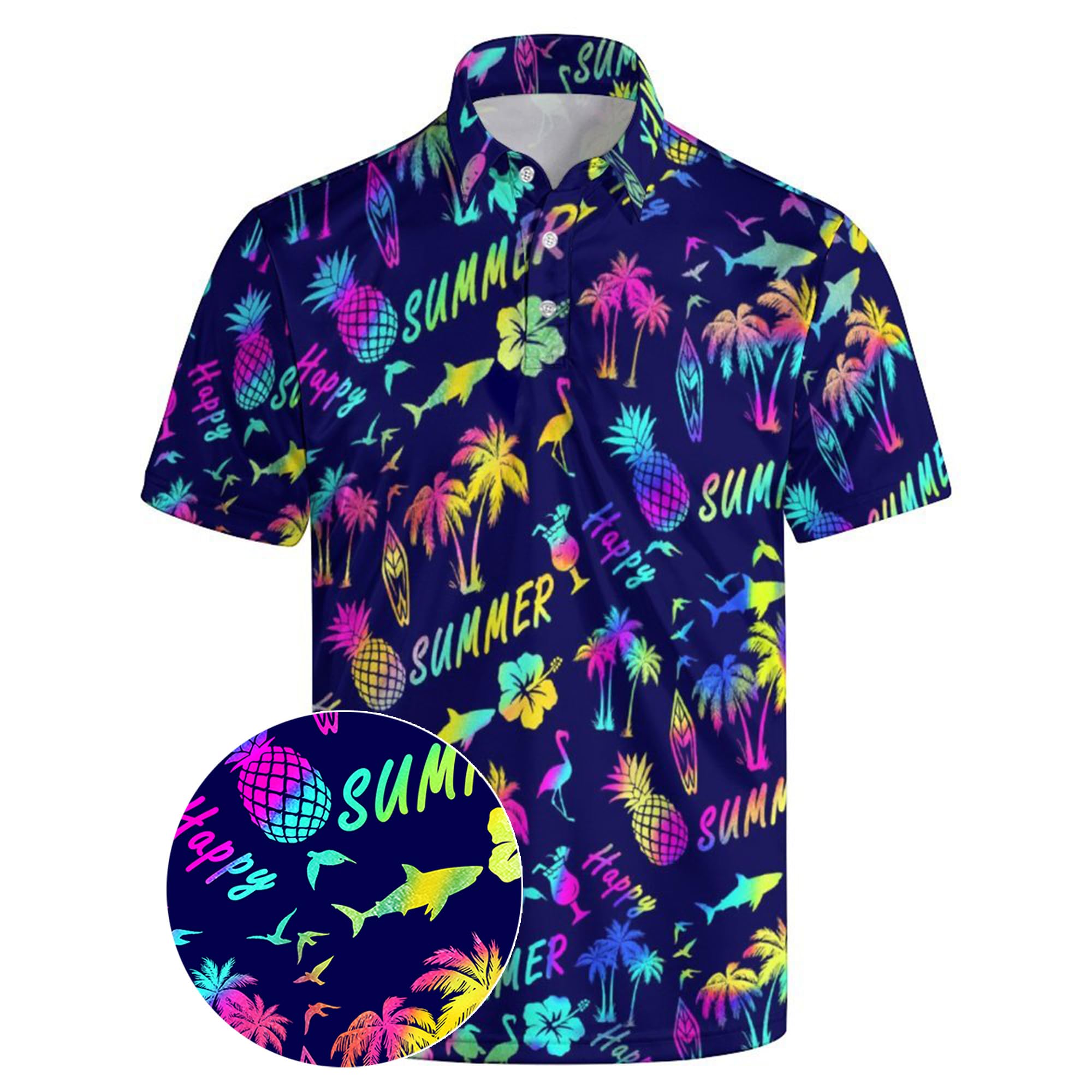 Xdceu Hawaiian Golf Shirts for Men Hawaiian