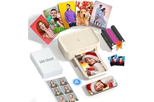 iDPRT 4×6 Photo Printer, Portable Color Picture Printer, Thermal Sublimation Mini Picture Printer, Bundle 108 Sheets Photo Paper & 2 Ribbon Cassette, Photo Printer for iPhone & Android