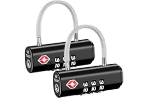 Puroma 2 Pack Luggage Locks TSA Approved, TSA Locks for Luggage Travel Lock Black Resettable Combination Zinc Alloy for Suitc