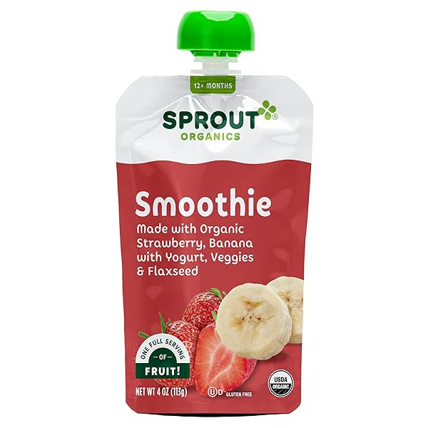 SPROUT ORGANIC STRAWBERRY BANANA & YOGURT, 4 OZ POUCH