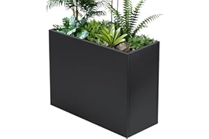 SGOLAN Rectangular Planter Box 30" L×12" W ×24" H Heavy Duty Outdoor,Metal Planter Box,with Removable Insert Shelf Rectangula