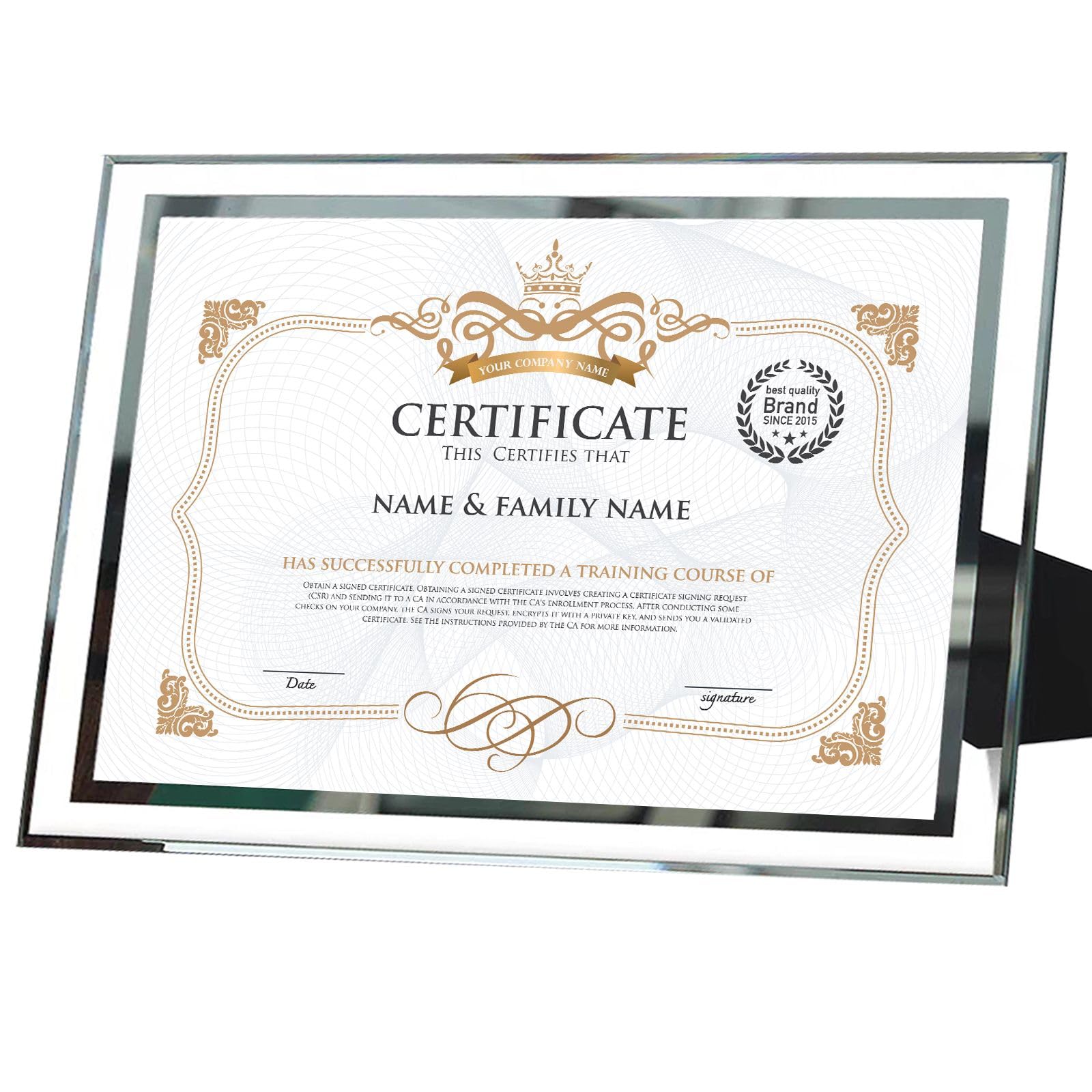 Houstimi Silver A4 Picture Frame Certificate Frame Glass Diploma Graduation Photo Display Stand For Tabletop or Wall