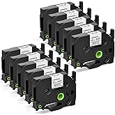 12 mm 0.47 Laminated White Tape, Replacement for Brother P Touch Label Maker Tape TZe-231 1/2" Black on White, TZE231 for PT-D210 D220 H110 D400 D410 D600 D610BT, 12mm x 8m, 10-Pack