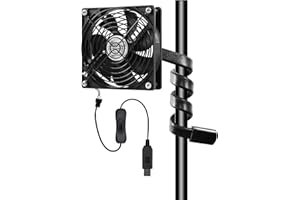 AMCHIXIN 4" Grow Tent Fan, Flexible Gooseneck Mount Fan with 5V to 12V USB Adapter Cable for Plants Growth Lights, Camping Tent, DIY Greenhouse Ventilation