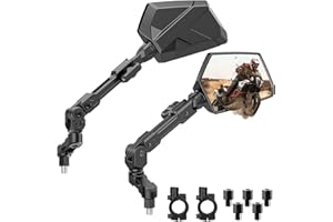 Esploratori Adventure Motorcycle Mirrors for All Riders Heights, Extendable Foldable 360° Adjustable Convex Mirrors, M8 M10 U