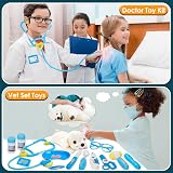 BUYGER 16 Pcs Kids Doctor Set Lights and Sounds Toy Kit Blue view 6
