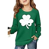 PECHAR Girls Boys St Patricks Day Shirt for Kids St Patty's Day Sweatshirt Lucky Clover Long Sleeve Pullover Tops 5-12y