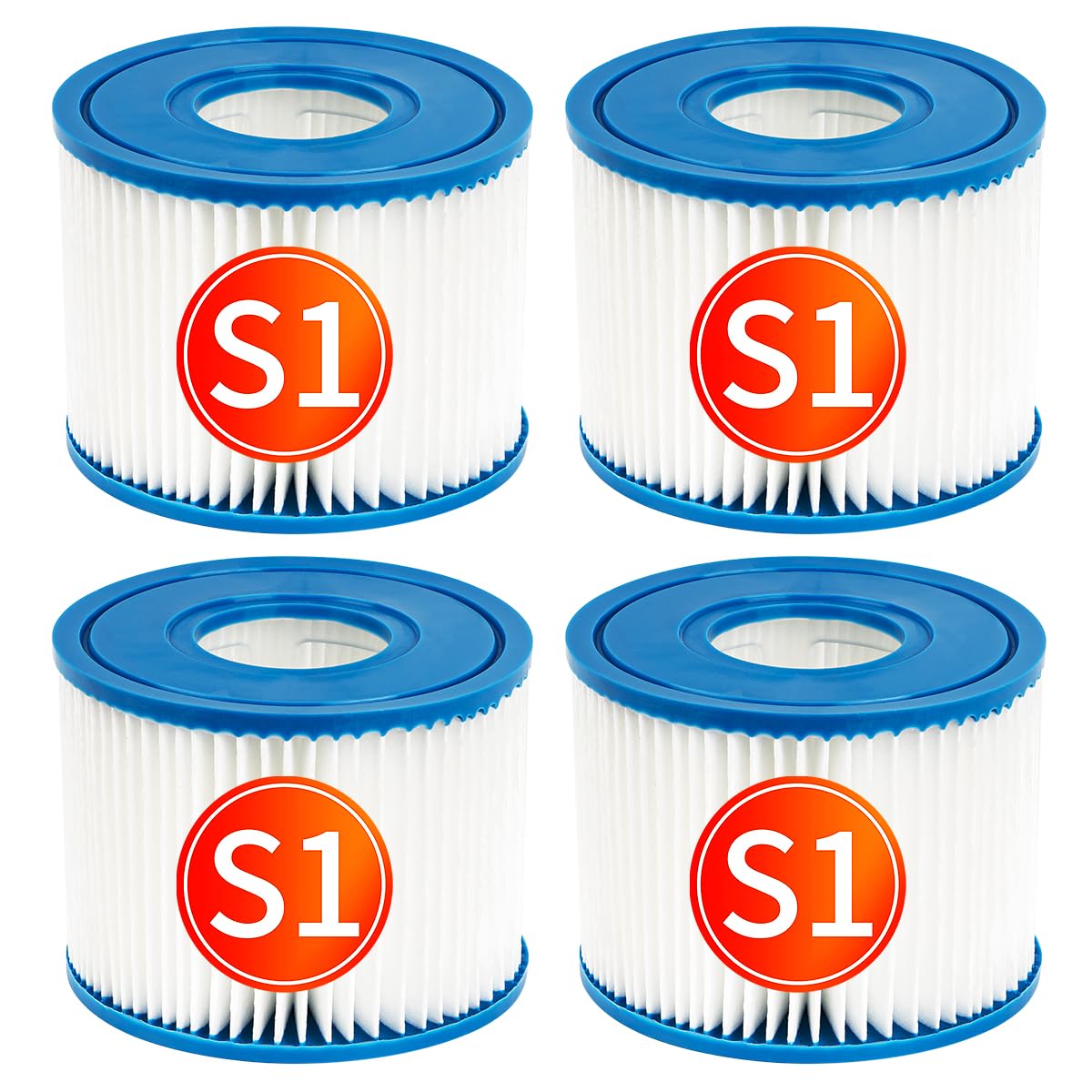 YanBan Pool Filter Compatible with PureSpa Type S1 Replacement Cartridge Pump Filter Cartridge, 4 Pack Hot Spring Spa Pools Filters, (4.2x 2.8 inches)