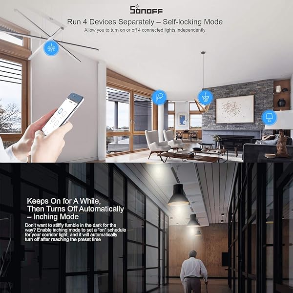 Docooler 4CH R3 WiFi Interruptor Inteligente Mdulo de Interruptor de automatizacin del hogar de 4 vas Compatible con AlexaGoogle Home