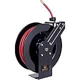 SuperHandy Air-Hose-Reel Retractable Industrial 3/8" Inch x 50' Feet Water Long Premium Commercial Flex Hybrid Polymer Hose S