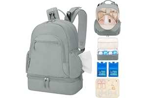 GDNASIST Breast Pump Backpack Fit for Spectra S1/S2 with Removable Cooler Compartment, Breast Pump Bag Fit Pump Accessories for Working & Nursing Moms, Breast Milk Cooler Bag for Travel and Family Use Grey