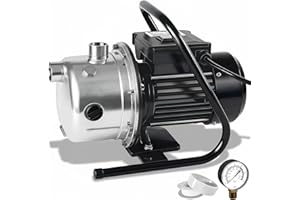 LANCHEZ 1.6 HP Portable Shallow Well Pump, 1500 GPH Stainless Steel Sprinkler Pump, 115V Water Transfer for Garden Draining and Lawn Irrigation