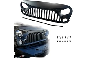 JKYH TECHPLUS New Front Bumper Grille Grill Matte Black Angry Bird Compatible with 2007-2018 Jeep Wrangler JK