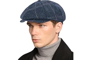 DSIA ZAMUR Mens Newsboy Cap High Woolen Tweed Gatsby Hat Ivy Cabbie Flat Golf Cap for Fathers Women Unisex