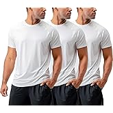 DEVOPS Men's 3-Pack Quick Dry Short Sleeve T-Shirt Sun Protection Running Athletic Workout Active Shirts