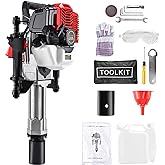 52cc Gas T Post Driver, 1900W 2 Stroke Fencing Tool with 2 Sleeves | Heavy Duty, 6500RPM, 55J Impact, 2 Sleeves Included（55mm/70mm）, Ergonomic Handle, Post Pounder for Farm, Ranch, Construction