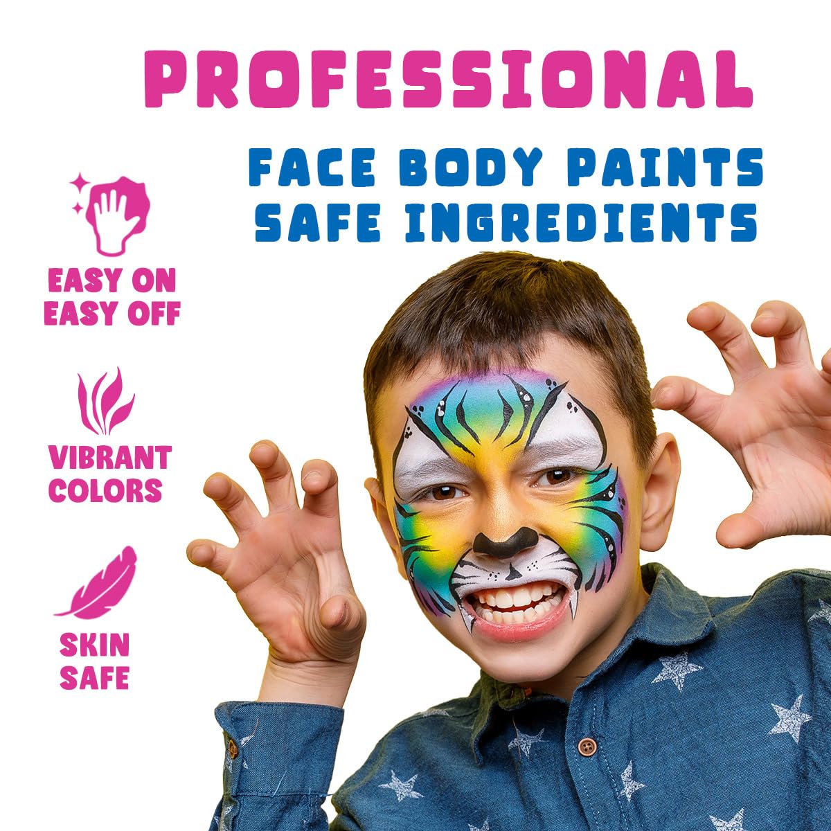 Bowitzki Face Paint Kit Professional Face Painting Set For Kids Adults 12 x 10gm Stencil One Stroke Split Cake Palette Non Toxic Rainbow Cakes Flora Unicorn Body Makeup Halloween Christmas Easter